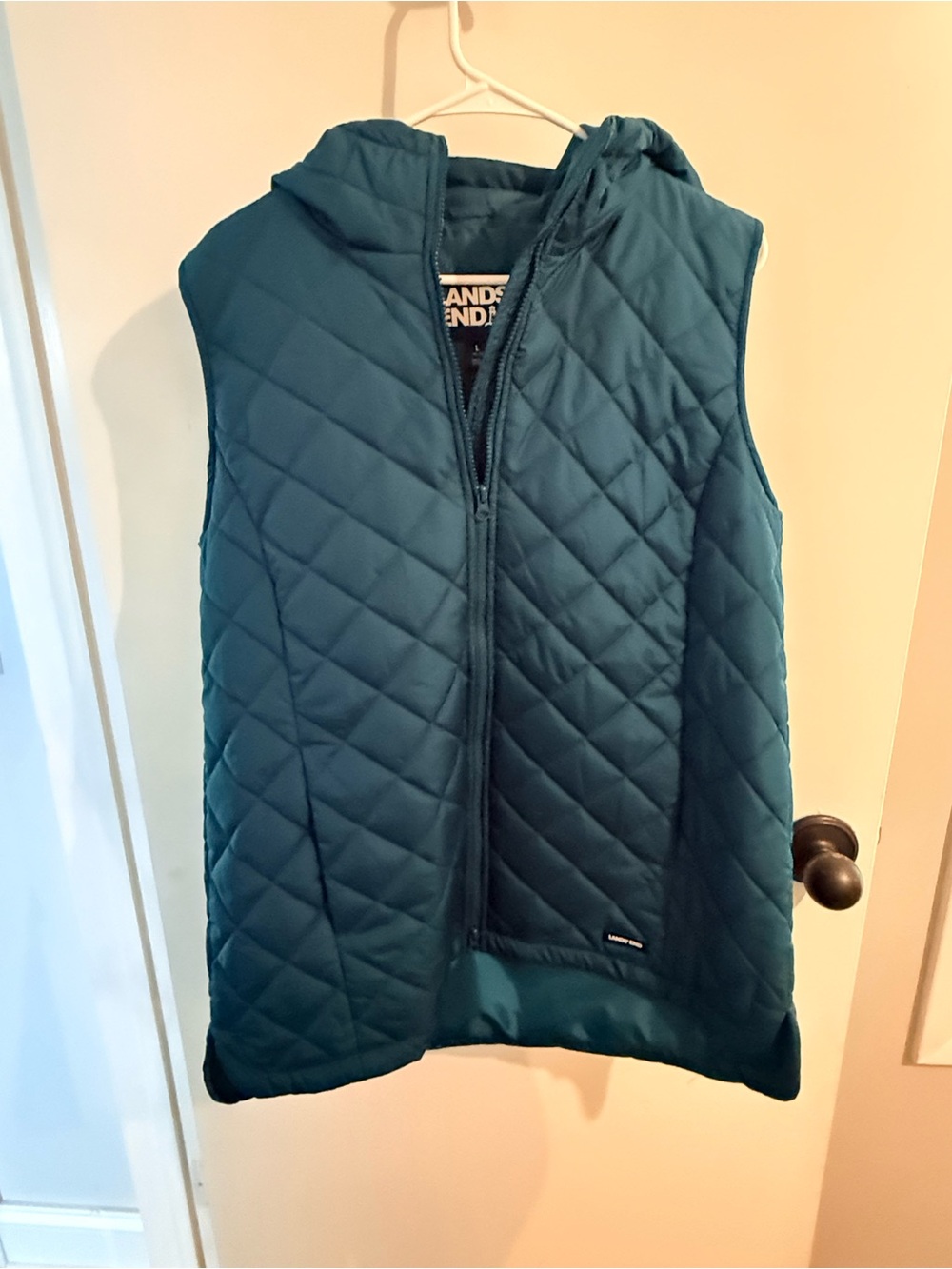 Lands' End Teal Quilted Hooded Women’s Vest
